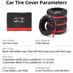 Universal Spare Tire Cover Case Polyester Car Tyre Storage Bags Automobile Tyre Accessories Auto Vehicle Wheel Protector