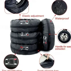 Universal Spare Tire Cover Case Polyester Car Tyre Storage Bags Automobile Tyre Accessories Auto Vehicle Wheel Protector