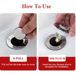 Universal Stainless Steel and Copper Pop-Up Bounce Core Basin Drain Filter Hair Catcher Shower Sink Strainer Bath Stopper Bath Stopper Plug Bathtub Bathroom Tool