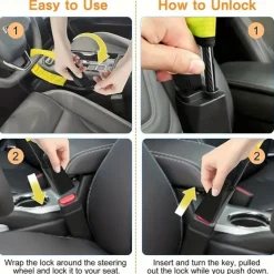 Universal Steering Wheel & Seat Belt Lock - Anti-Theft Car Security Device with 3 Keys, Fits Most Vehicles, Trucks, SUVs, Vans​