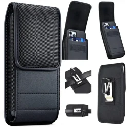 Univesal Phone Bag Fashion New Belt Holder Holster Case with Belt Clip For iPhone 15 14 Plus Pro Max Men Leather Wallet Waist Bag Card Holder Phone Pouch Cover For Samsung Galaxy S23