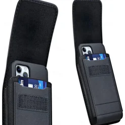 Univesal Phone Bag Fashion New Belt Holder Holster Case with Belt Clip For iPhone 15 14 Plus Pro Max Men Leather Wallet Waist Bag Card Holder Phone Pouch Cover For Samsung Galaxy S23