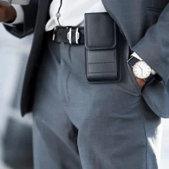 Univesal Phone Bag Fashion New Belt Holder Holster Case with Belt Clip For iPhone 15 14 Plus Pro Max Men Leather Wallet Waist Bag Card Holder Phone Pouch Cover For Samsung Galaxy S23