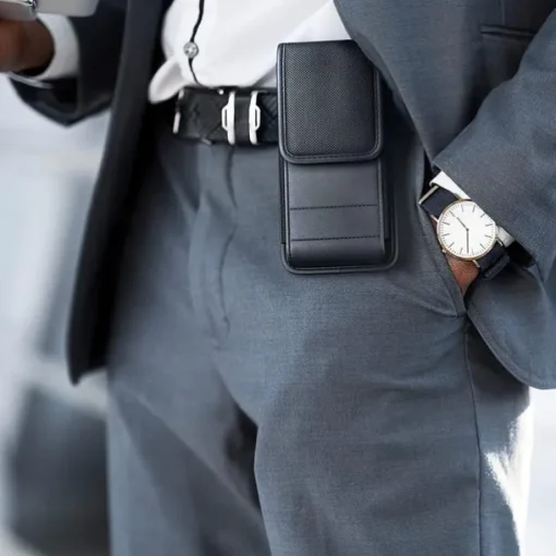 Univesal Phone Bag Fashion New Belt Holder Holster Case with Belt Clip For iPhone 15 14 Plus Pro Max Men Leather Wallet Waist Bag Card Holder Phone Pouch Cover For Samsung Galaxy S23