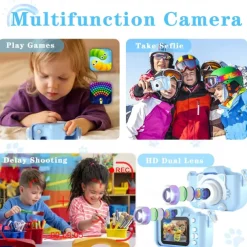 Upgrade Kids Selfie Camera - Birthday Gifts for Girls and Boys Portable Toy for 6-12 Year Old - Kids Selfie Camera Anti-Drop 20.0MP Dual Video Camcorder - 2.0 Inches Screen + SD Card 32GB