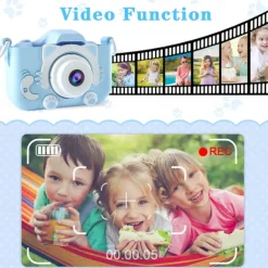 Upgrade Kids Selfie Camera - Birthday Gifts for Girls and Boys Portable Toy for 6-12 Year Old - Kids Selfie Camera Anti-Drop 20.0MP Dual Video Camcorder - 2.0 Inches Screen + SD Card 32GB