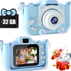 Upgrade Kids Selfie Camera - Birthday Gifts for Girls and Boys Portable Toy for 6-12 Year Old - Kids Selfie Camera Anti-Drop 20.0MP Dual Video Camcorder - 2.0 Inches Screen + SD Card 32GB