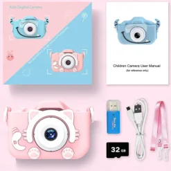 Upgrade Kids Selfie Camera - Birthday Gifts for Girls and Boys Portable Toy for 6-12 Year Old - Kids Selfie Camera Anti-Drop 20.0MP Dual Video Camcorder - 2.0 Inches Screen + SD Card 32GB