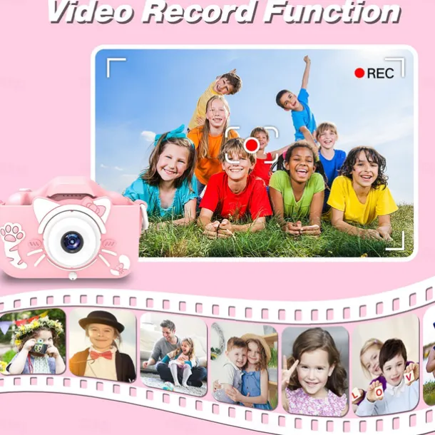 Upgrade Kids Selfie Camera - Birthday Gifts for Girls and Boys Portable Toy for 6-12 Year Old - Kids Selfie Camera Anti-Drop 20.0MP Dual Video Camcorder - 2.0 Inches Screen + SD Card 32GB