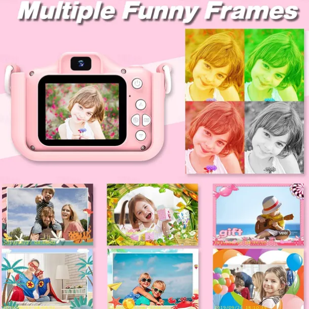 Upgrade Kids Selfie Camera - Birthday Gifts for Girls and Boys Portable Toy for 6-12 Year Old - Kids Selfie Camera Anti-Drop 20.0MP Dual Video Camcorder - 2.0 Inches Screen + SD Card 32GB