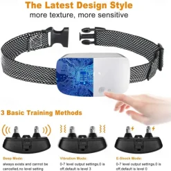 Upgrade Touch Screen Anti Bark Dog Collar IP67 Waterproof Rechargeable Electric Shock Vibration Beep No Barking Auto Training Collar For Dogs