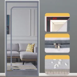 Upgraded Pet Screen Door,Nano-coated Cat Screen Door for Living Room,Anti-mosquito Anti-pet Screen Net with Zipper for Bedroom, Living Room, Kitchen