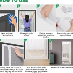 Upgraded Pet Screen Door,Nano-coated Cat Screen Door for Living Room,Anti-mosquito Anti-pet Screen Net with Zipper for Bedroom, Living Room, Kitchen