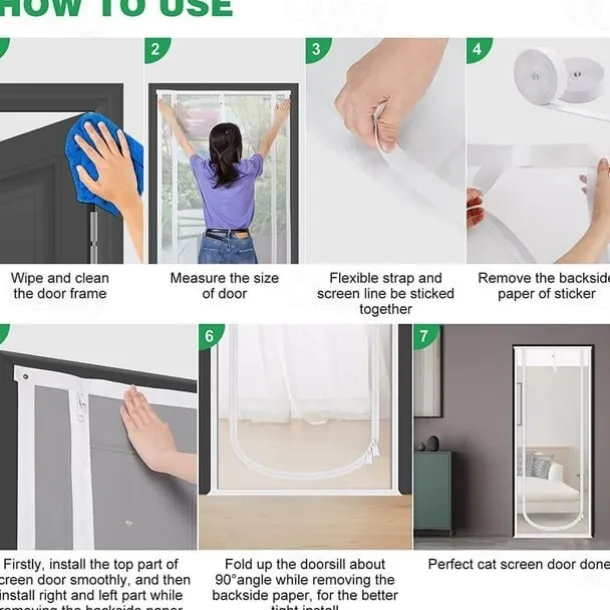 Upgraded Pet Screen Door,Nano-coated Cat Screen Door for Living Room,Anti-mosquito Anti-pet Screen Net with Zipper for Bedroom, Living Room, Kitchen