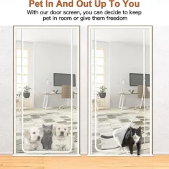 Upgraded Pet Screen Door,Nano-coated Cat Screen Door for Living Room,Anti-mosquito Anti-pet Screen Net with Zipper for Bedroom, Living Room, Kitchen