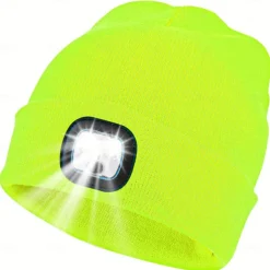 Upgraded USB Rechargeable LED Light-Up Winter Knit Cap - High Brightness, Long-Lasting Battery, 9 Colors (Black/Grey/Blue/Yellow/Orange/Pink/Green/Red/Navy) for Night Walking, Camping, Fishing