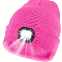 Upgraded USB Rechargeable LED Light-Up Winter Knit Cap - High Brightness, Long-Lasting Battery, 9 Colors (Black/Grey/Blue/Yellow/Orange/Pink/Green/Red/Navy) for Night Walking, Camping, Fishing