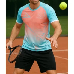 US Open Men's Graphic Sports Set Shirts & Shorts Tennis Set Two-piece Suit Short Sleeves Sweat-Wicking Moisture Wicking Breathable Tennis Golf Pickleball Blue Orange Green Tennis Clothing