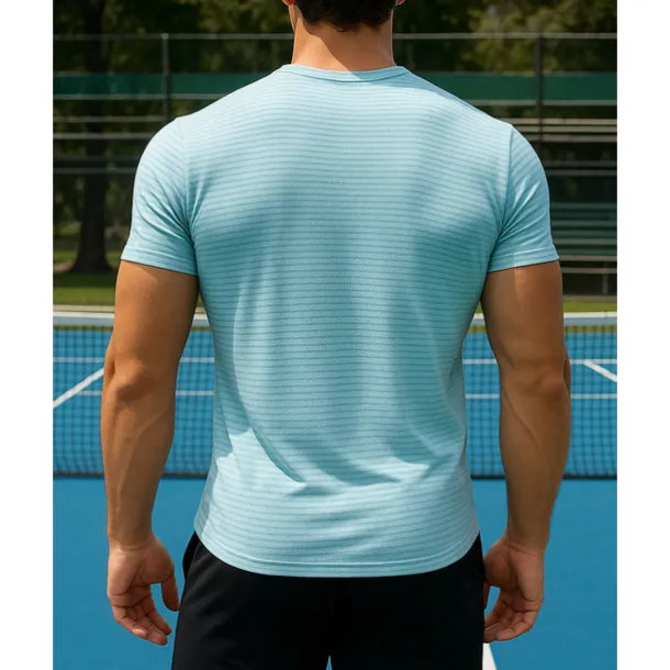 US Open Men's Solid Colored Sport Shirt Tennis Shirt Tennis Tee Short Sleeves Reflective Strip Sweat-Wicking Moisture Wicking Breathable Tennis Golf Pickleball Crew Neck Black Blue Light Blue Tennis