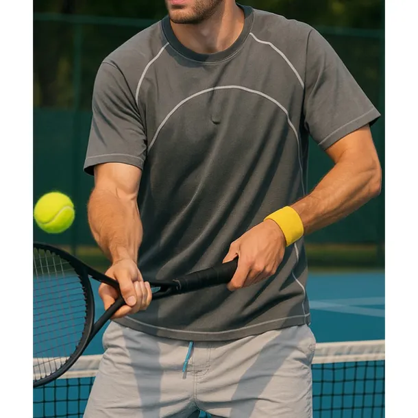 US Open Men's Solid Colored Sport Shirt Tennis Shirt Tennis Tee Short Sleeves Contrast Binding Sweat-Wicking Moisture Wicking Breathable Tennis Golf Pickleball Black Yellow Grey Tennis Clothing