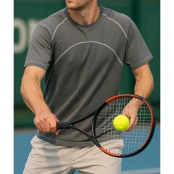 US Open Men's Solid Colored Sport Shirt Tennis Shirt Tennis Tee Short Sleeves Contrast Binding Sweat-Wicking Moisture Wicking Breathable Tennis Golf Pickleball Black Yellow Grey Tennis Clothing