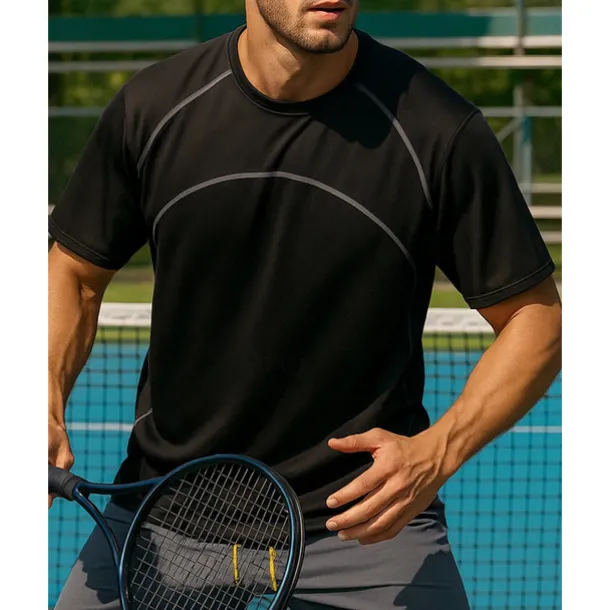 US Open Men's Solid Colored Sport Shirt Tennis Shirt Tennis Tee Short Sleeves Contrast Binding Sweat-Wicking Moisture Wicking Breathable Tennis Golf Pickleball Black Yellow Grey Tennis Clothing