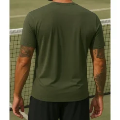 US Open Men's Solid Colored Tennis Tee Short Sleeves Sweat-Wicking Moisture Wicking Breathable Tennis Golf Pickleball Crew Neck Army Green Blue Green Tennis Clothing