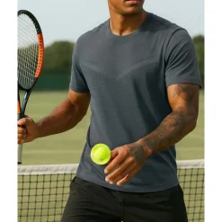 US Open Men's Solid Colored Tennis Tee Short Sleeves Sweat-Wicking Moisture Wicking Breathable Tennis Golf Pickleball Crew Neck Army Green Blue Green Tennis Clothing