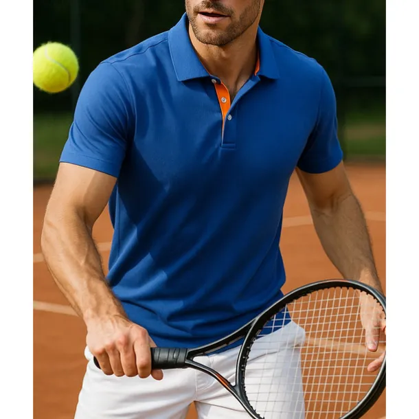 US Open Men's Solid Colored Sport Shirt Golf Polo Shirt Tennis Shirt Tennis Tee Short Sleeves Zipper Sweat-Wicking Moisture Wicking Breathable Tennis Golf Pickleball Polo Collar Dark Grey Black Blue
