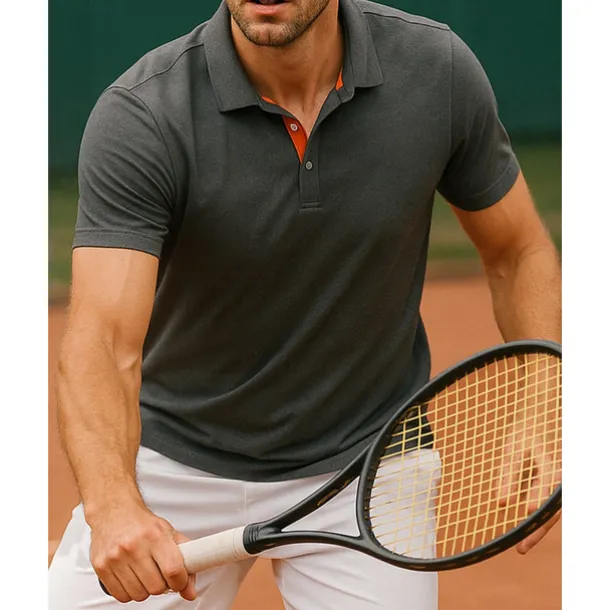 US Open Men's Solid Colored Sport Shirt Golf Polo Shirt Tennis Shirt Tennis Tee Short Sleeves Zipper Sweat-Wicking Moisture Wicking Breathable Tennis Golf Pickleball Polo Collar Dark Grey Black Blue