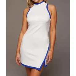 US Open Women's Patchwork Tennis Dress Sleeveless Contrast Binding Split Breathable Tennis Pickleball Yoga V Neck Dress Black White Red Tennis Clothing