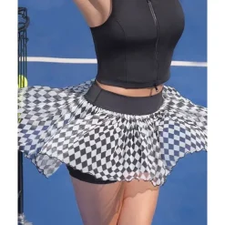 US Open Women's Plaid / Check Tennis Skirts with Shorts Contrast Mesh Breathable Tennis Pickleball White Pink Green Tennis Clothing