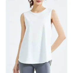 US Open Women's Solid Colored Workout Tank Top Sport Shirt Sports Tank Top Tank Top Sleeveless Mesh Tennis Golf Pickleball Crew Neck Mesh Back Black White Pink Tennis Clothing