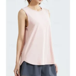 US Open Women's Solid Colored Workout Tank Top Sport Shirt Sports Tank Top Tank Top Sleeveless Mesh Tennis Golf Pickleball Crew Neck Mesh Back Black White Pink Tennis Clothing