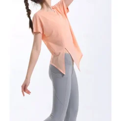 US Open Women's Solid Colored Tennis Tee Short Sleeve Split Quick Dry Breathable Tennis Pickleball Yoga Round Neck Top Yellow Pink Blue Tennis Clothing