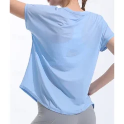 US Open Women's Solid Colored Tennis Tee Short Sleeve Split Quick Dry Breathable Tennis Pickleball Yoga Round Neck Top Yellow Pink Blue Tennis Clothing