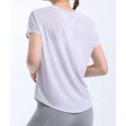 US Open Women's Solid Colored Tennis Tee Short Sleeve Split Quick Dry Breathable Tennis Pickleball Yoga Round Neck Top Yellow Pink Blue Tennis Clothing