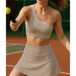 US Open Women's Solid Colored Tennis Set Sleeveless Split Quick Dry Breathable Tennis Pickleball Yoga One Shoulder Black White Dark Navy Tennis Clothing