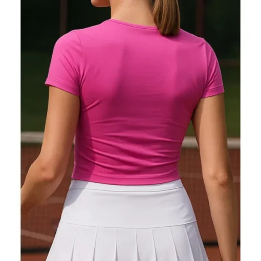 US Open Women's Solid Colored Tennis Top Short Sleeve Buttons Breathable Tennis Pickleball V Neck Top Black White Dark Navy Tennis Clothing