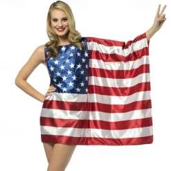 USA Flag Halloween 4th of July Costume Carnival Costume Funny Adults' Women's Carnival Independence Day / the Fourth of July July 4 Performance Party Easy Halloween Costumes Dress Up