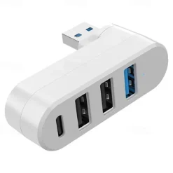 USB 3.0 Hub 4 Ports USB Splitter Extender Multi-Port Adapter with 3 USB Ports & 1 USB C Power/Data Port for Laptop