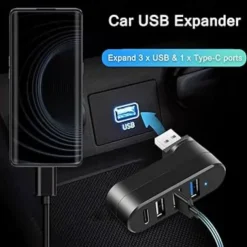 USB 3.0 Hub 4 Ports USB Splitter Extender Multi-Port Adapter with 3 USB Ports & 1 USB C Power/Data Port for Laptop