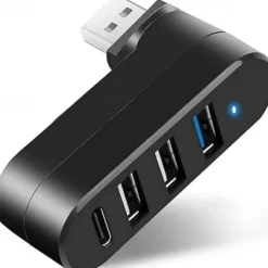 USB 3.0 Hub 4 Ports USB Splitter Extender Multi-Port Adapter with 3 USB Ports & 1 USB C Power/Data Port for Laptop