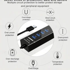 USB 3.0 Hub Atolla 4 Ports Super Speed USB For Laptops MacBook Surface Pro PS4/5 Flash Drives Hard Drives