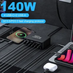 USB 3.0 USB C Hubs 6 Ports 6-in-1 Support Power Delivery Function USB Hub with RJ45 12V / 3A DC 5V / 3A 20V / 5A Power Delivery For Laptop Tablet Smartphone