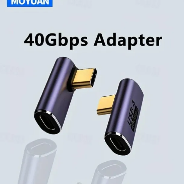 USB C Adapter,90 Degree Right Angle , Type C Male To Female Adapter Extender Support 100W Fast Charging 40Gbps Data Transfer 8K@60Hz Video Output For Laptops, Tablets, Mobile Phones