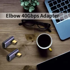 USB C Adapter,90 Degree Right Angle , Type C Male To Female Adapter Extender Support 100W Fast Charging 40Gbps Data Transfer 8K@60Hz Video Output For Laptops, Tablets, Mobile Phones