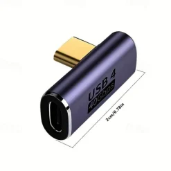 USB C Adapter,90 Degree Right Angle , Type C Male To Female Adapter Extender Support 100W Fast Charging 40Gbps Data Transfer 8K@60Hz Video Output For Laptops, Tablets, Mobile Phones