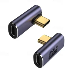 USB C Adapter,90 Degree Right Angle , Type C Male To Female Adapter Extender Support 100W Fast Charging 40Gbps Data Transfer 8K@60Hz Video Output For Laptops, Tablets, Mobile Phones
