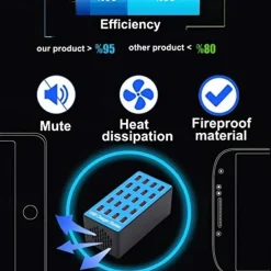 USB Charger Station 100W5V20A 20-Port Fast Charging Socket Multi-port Multi-function Universal Fast Adapter for Multiple Devices Smart Mobile Phone Tablet Laptop Computer Camera Headphone